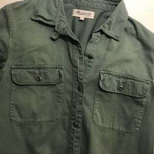 Madewell green button down shirt